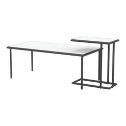 Inlissa 2 Open Shelf Console Table Gun Metal/White High Gloss - miBasics -Console Tables Sales unnamed file 4469
