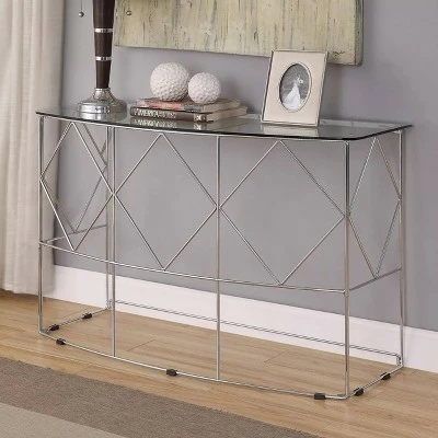 Relm Glass Top Sofa Table Chrome - miBasics 3 Relm Glass Top Sofa Table Chrome - miBasics