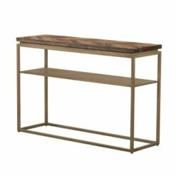Faye Console Table with Shelf Rustic Brown/Antiqued Brass - Armen Living -Console Tables Sales unnamed file 4496