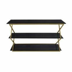 Westlake 3 Tier Console Table Dark Brown/Gold - Armen Living
