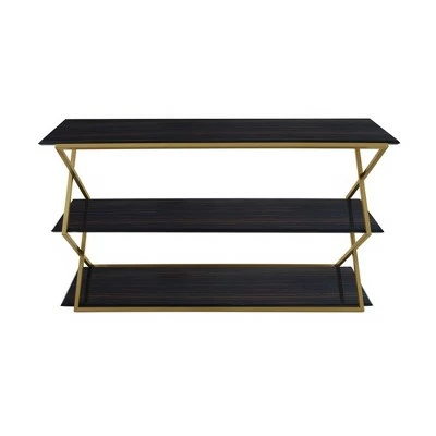 Westlake 3 Tier Console Table Dark Brown/Gold - Armen Living 3 Westlake 3 Tier Console Table Dark Brown/Gold - Armen Living