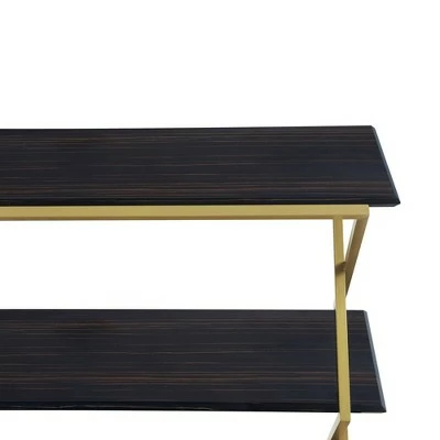Westlake 3 Tier Console Table Dark Brown/Gold - Armen Living 5 Westlake 3 Tier Console Table Dark Brown/Gold - Armen Living - Image 3