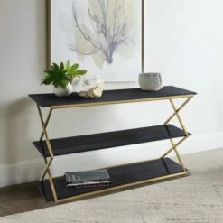 Westlake 3 Tier Console Table Dark Brown/Gold - Armen Living 11 Westlake 3 Tier Console Table Dark Brown/Gold - Armen Living -Console Tables Sales unnamed file 4525
