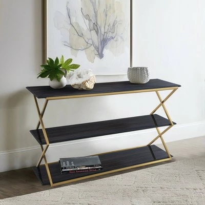 Westlake 3 Tier Console Table Dark Brown/Gold - Armen Living 7 Westlake 3 Tier Console Table Dark Brown/Gold - Armen Living - Image 5