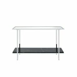Angwin Console Table Mirrored Faux Marble/Chrome - Acme Furniture