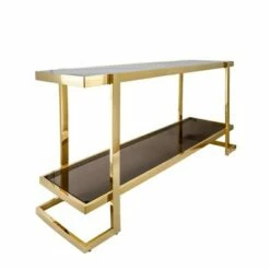 Metal/Marble Glass Console Table Gold/White - Sagebrook Home