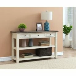 Borden Three Drawer Console Table Ivory - Treasure Trove Accents -Console Tables Sales unnamed file 4567