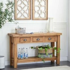 Olivia & May Rustic Wood Console Table Brown - Olivia & May