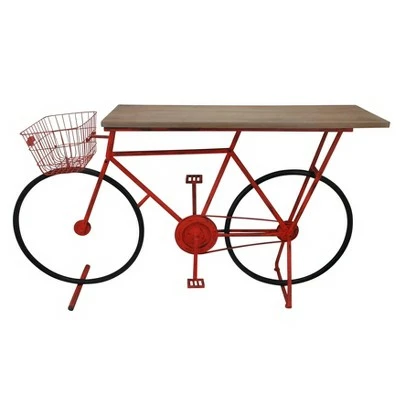 Bicycle Console Table - Sagebrook Home Red 8 Bicycle Console Table - Sagebrook Home Red - Image 6