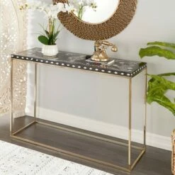 Olivia & May Eclectic Wood Console Table Gold - Olivia & May