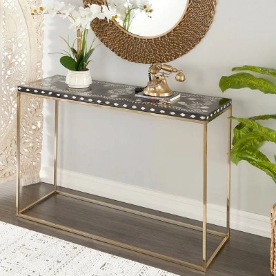 Olivia & May Eclectic Wood Console Table Gold - Olivia & May 3 Olivia & May Eclectic Wood Console Table Gold - Olivia & May