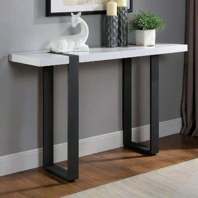 Druse Sofa Table with U-Shaped Legs White/Black - miBasics 3 Druse Sofa Table with U-Shaped Legs White/Black - miBasics
