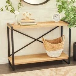 Olivia & May Industrial Wood Console Table Brown - Olivia & May