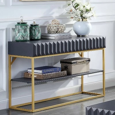 Cilker 2 Drawers Sofa Table - miBasics Antique Blue/gold 5 Cilker 2 Drawers Sofa Table - miBasics Antique Blue/gold - Image 3
