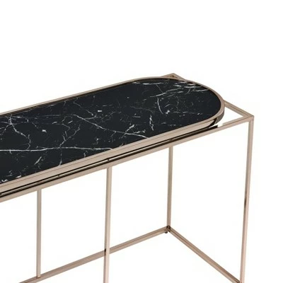 Denban Faux Marble Sofa Table - miBasics White Marble/champagne 4 Denban Faux Marble Sofa Table - miBasics White Marble/champagne - Image 2