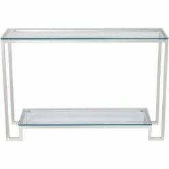 Studio 55D Modern Polished Steel Rectangular Console Table 47 1/2" X 13 3/4" Clear Glass Sliver Living Room House Entryway Balcony -Console Tables Sales unnamed file 4854