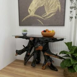 Olivia & May Contemporary Teak Wood Console Table Gold - Olivia & May -Console Tables Sales unnamed file 4890