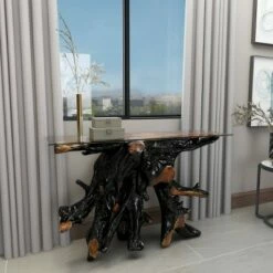 Olivia & May Contemporary Teak Wood Console Table Gold - Olivia & May -Console Tables Sales unnamed file 4892