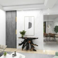 Olivia & May Contemporary Teak Wood Console Table Gold - Olivia & May -Console Tables Sales unnamed file 4896