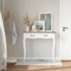 HOMCOM Entryway Console Table with 2 Convenient Storage Drawers Tabletop for Display and Vintage Design White -Console Tables Sales unnamed file 4999