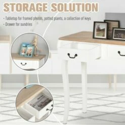 HOMCOM Entryway Console Table with 2 Convenient Storage Drawers Tabletop for Display and Vintage Design White -Console Tables Sales unnamed file 5001