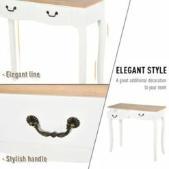 HOMCOM Entryway Console Table with 2 Convenient Storage Drawers Tabletop for Display and Vintage Design White -Console Tables Sales unnamed file 5003