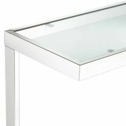 Studio 55D Modern Chrome Rectangular Console Table 39 1/2" x 13 3/4" Clear Glass Silver for Living Room Home House Entryway Office -Console Tables Sales unnamed file 5006