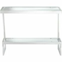 Studio 55D Modern Chrome Rectangular Console Table 39 1/2" x 13 3/4" Clear Glass Silver for Living Room Home House Entryway Office -Console Tables Sales unnamed file 5008