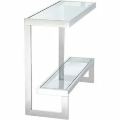 Studio 55D Modern Chrome Rectangular Console Table 39 1/2" x 13 3/4" Clear Glass Silver for Living Room Home House Entryway Office -Console Tables Sales unnamed file 5009