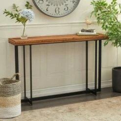 Olivia & May Industrial Wood and Metal Console Table Brown - Olivia & May