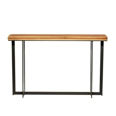 Olivia & May Industrial Wood and Metal Console Table Brown - Olivia & May 6 Olivia & May Industrial Wood and Metal Console Table Brown - Olivia & May - Image 4