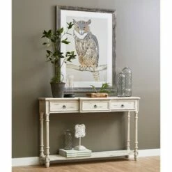3 Drawer Entryway Console Table White - HomeFare
