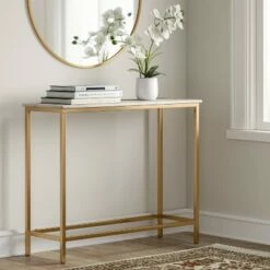 Greenwich Narrow Marble Top Console Brass - Threshold™