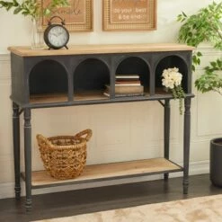 Olivia & May Farmhouse Wood Console Table Black - Olivia & May