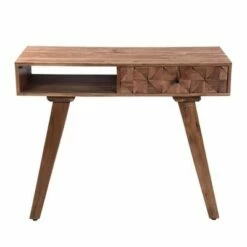 37" Wooden Farmhouse with 1 Drawer and Textured Front Console Table Brown - The Urban Port