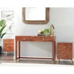 Olivia & May Set of 3 Modern Wood Console Tables Brown - Olivia & May
