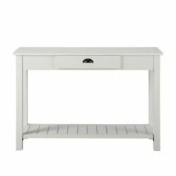 June Rustic Farmhouse Entry Table with Lower Shelf - Saracina Home Brushed White -Console Tables Sales unnamed file 514