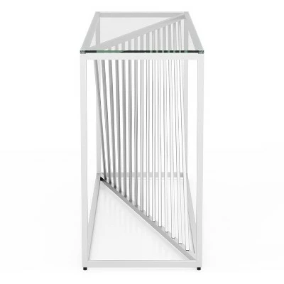 Wondry Geometric Inspired Sofa Table with Glass Top - miBasics Chrome 5 Wondry Geometric Inspired Sofa Table with Glass Top - miBasics Chrome - Image 3