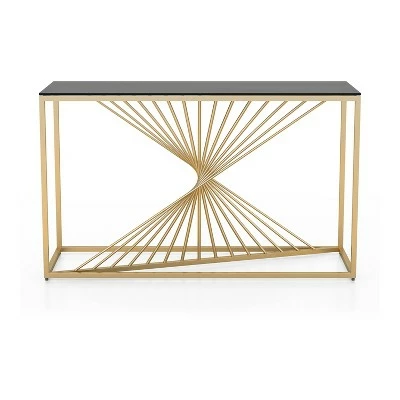 Wondry Geometric Inspired Sofa Table with Glass Top - miBasics Chrome 7 Wondry Geometric Inspired Sofa Table with Glass Top - miBasics Chrome - Image 5