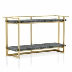 Buntington Faux Marble Top Sofa Table Gold Coating/Black - miBasics