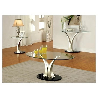 Valeri Modern Flared Glass Top Sofa Table Satin Plated - HOMES: Inside + Out 4 Valeri Modern Flared Glass Top Sofa Table Satin Plated - HOMES: Inside + Out - Image 2