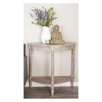 Wood Half Round Console Table Taupe - Olivia & May 7 Wood Half Round Console Table Taupe - Olivia & May - Image 5