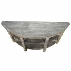 Wooden Console Table with 2 Shelves and Turned Legs Gray - The Urban Port