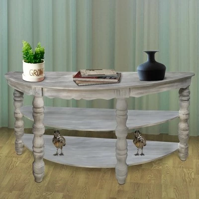 Wooden Console Table with 2 Shelves and Turned Legs Gray - The Urban Port 6 Wooden Console Table with 2 Shelves and Turned Legs Gray - The Urban Port - Image 4