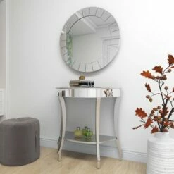 Olivia & May Set of 2 Glam Fir Console Tables with Mirror White - Olivia & May -Console Tables Sales unnamed file 5386