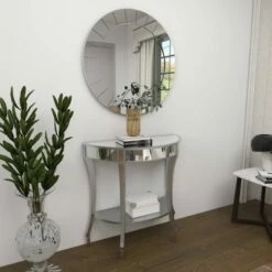 Olivia & May Set of 2 Glam Fir Console Tables with Mirror White - Olivia & May -Console Tables Sales unnamed file 5388