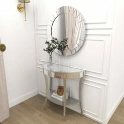 Olivia & May Set of 2 Glam Fir Console Tables with Mirror White - Olivia & May -Console Tables Sales unnamed file 5389