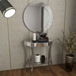 Olivia & May Set of 2 Glam Fir Console Tables with Mirror White - Olivia & May -Console Tables Sales unnamed file 5390