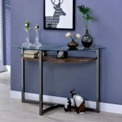 Regivea Open Shelf Sofa Table Black Chrome - miBasics