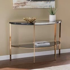 Lenaedo Demilune Console Table Black/White/Gold - Aiden Lane -Console Tables Sales unnamed file 5452